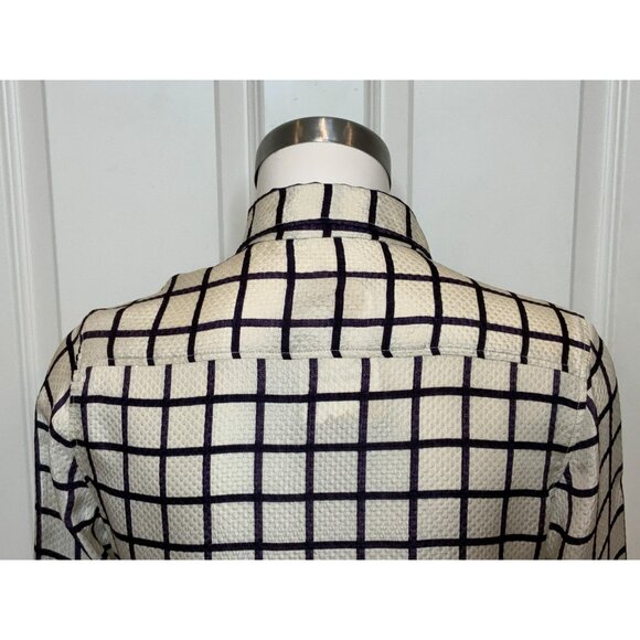 Isabel Marant Etoile Off-White & Blue Check Silk Button Up Shirt, Size 4 | 36 - Picture 7 of 9
